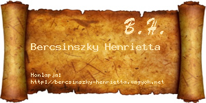 Bercsinszky Henrietta névjegykártya